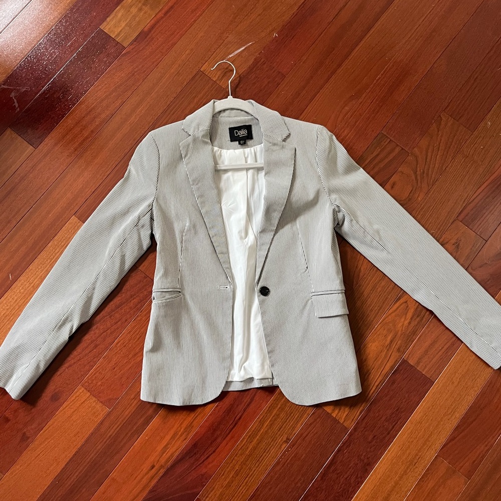 Dalia Blazer Grey Striped Like New Condition Size Small